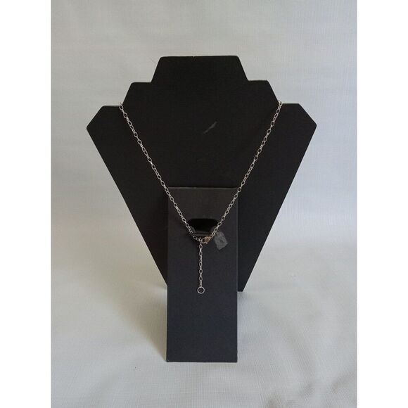 Metal Wire Wrapped Brown and Tan Oval Stone Pendant Silver Toned Chain Necklace - Picture 2 of 9